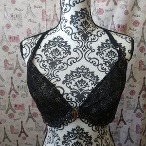 Victoria' Secret Unlined Front Close Racerback Bra Black 38DD